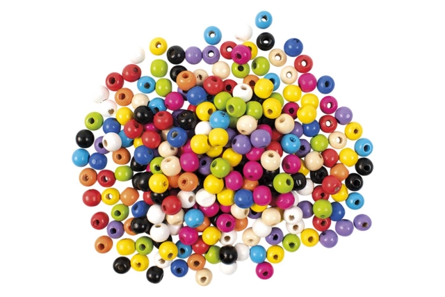 Perles en bois multicolore, 1 cm - 200 pièces - Perles en bois - 10doigts.fr