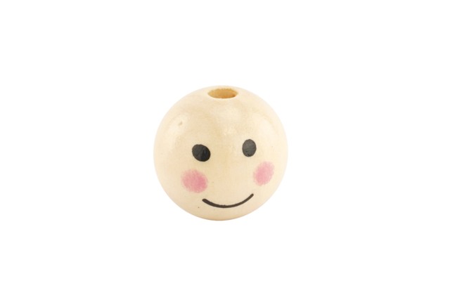 Perles en bois visages Ø 2.5 cm - trou 5 mm - - Perles en bois - 10doigts.fr