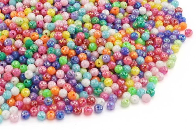 perles rondes boules à facettes - Perles Plastique - 10doigts.fr