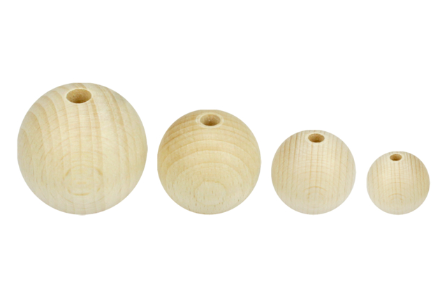 perles rondes en bois naturel - Perles en bois - 10doigts.fr