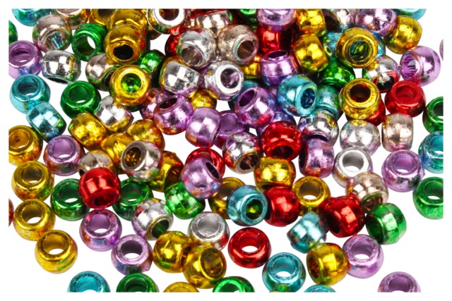 perles rondes métalisées gros trous - Perles Plastique - 10doigts.fr