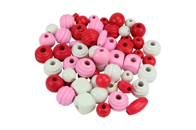 perles rose en bois - Perles en bois - 10doigts.fr