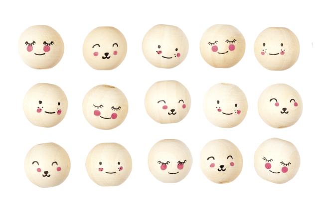 perles visages en bois - Perles en bois - 10doigts.fr