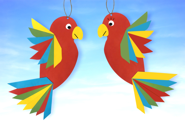 Perroquets en papier - Papiers colorés - 10doigts.fr
