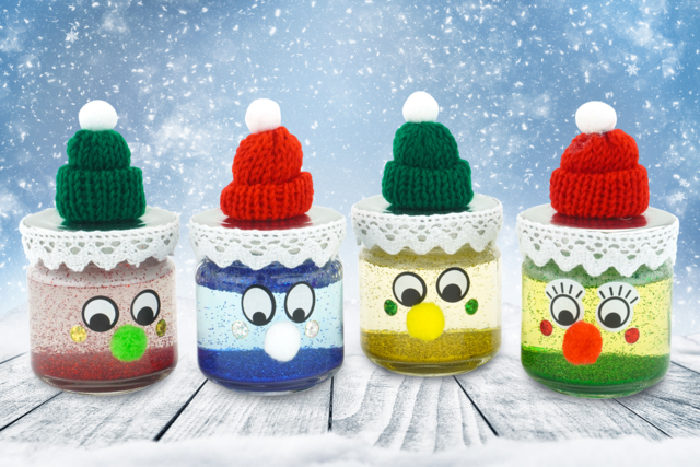 Personnages de Noël remplis de paillettes - Supports en Verre - 10doigts.fr