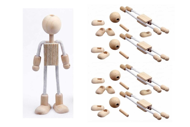 Personnages en Bois Articulés - Jeux et Jouets en bois à décorer - 10doigts.fr