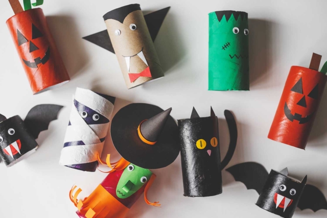personnages halloween rouleaux papier carton - Pots en carton - 10doigts.fr