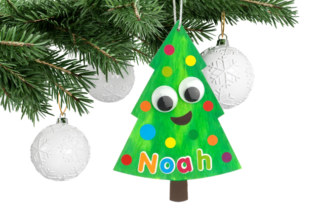 Petit sapin rigolo à suspendre - Décorations de Noël en bois à décorer - 10doigts.fr