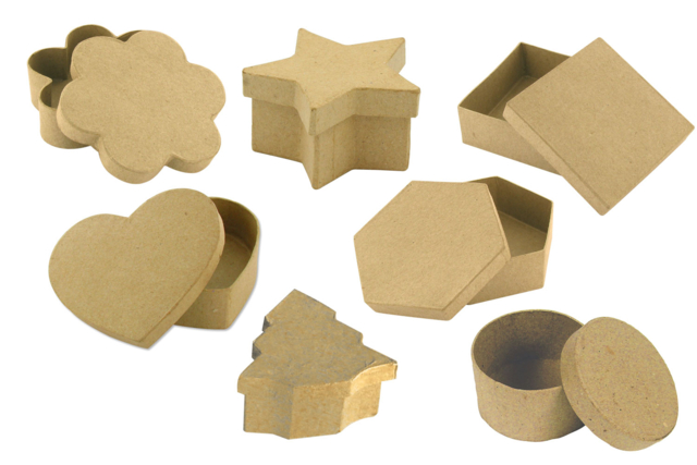 petites boites en papier mâché  - Boîtes et corbeilles en carton - 10doigts.fr