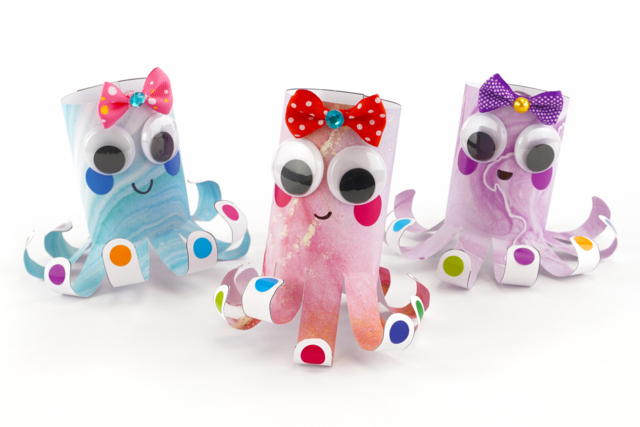Petites pieuvres en papier - Papiers à motifs - 10doigts.fr