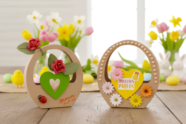 petits paniers coeurs en carton - Pots en carton - 10doigts.fr