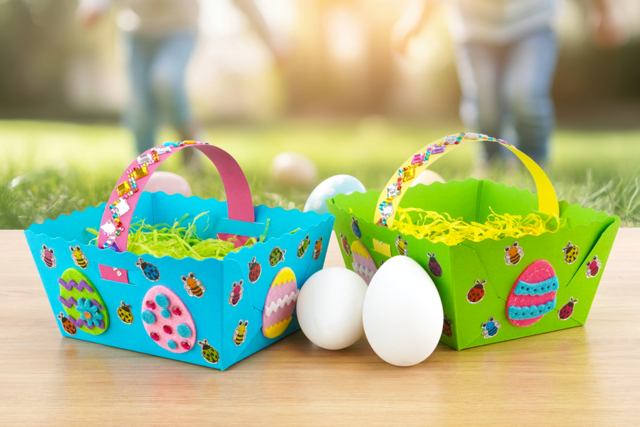 Petits paniers de Pâques - Gommettes Pâques - 10doigts.fr