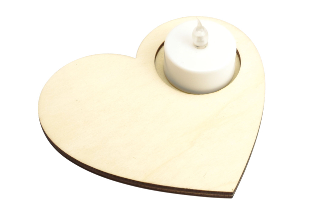 photophore en bois coeur bougie - Bougeoirs en bois - 10doigts.fr