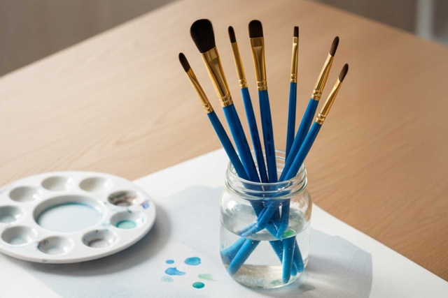 Pinceaux aquarelle - 10 pièces - Peinture aquarelle : palettes, pinceaux et accessoires pour peindre à l'eau - 10doigts.fr