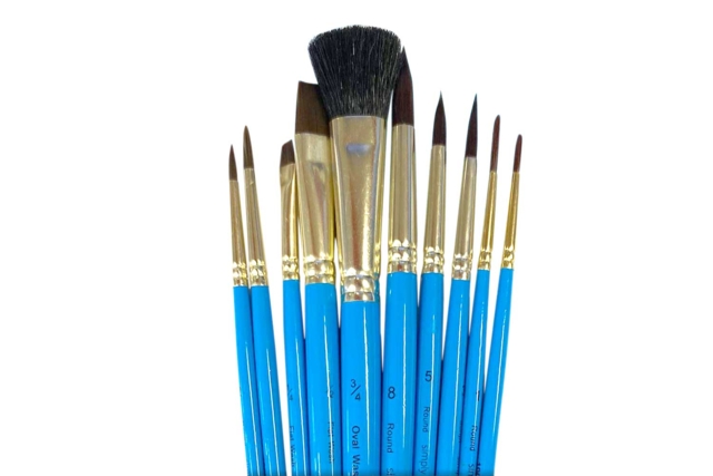 Pinceaux aquarelle + trousse - 10 pièces - Peinture aquarelle : palettes, pinceaux et accessoires pour peindre à l'eau - 10doigts.fr