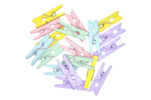 Pinces couleurs pastel 2,5 cm x 50 pcs - Pinces à linge en bois - 10doigts.fr