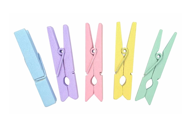 Pinces couleurs pastel 4,5 cm x 50 pcs - Pinces à linge en bois - 10doigts.fr