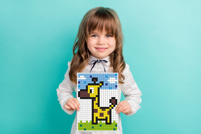 PIXEL ART ENFANT - Kits créatifs avec gommettes : le plein d’idées pour les petits artistes - 10doigts.fr