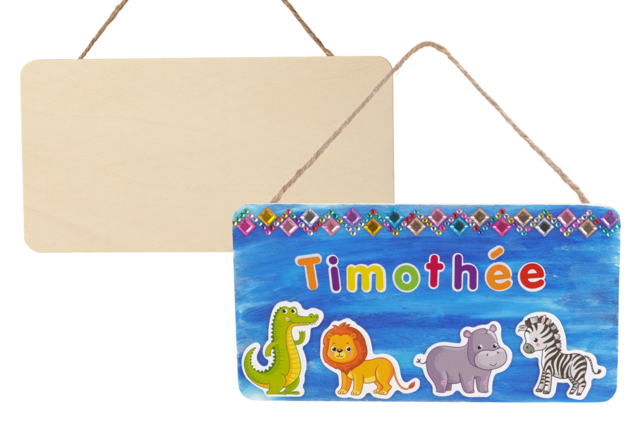 plaque de porte chambre enfants - Plaque de porte en bois à décorer - 10doigts.fr