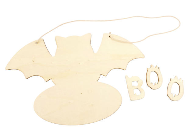 Plaque-Porte Boo bois - Supports d'Halloween à décorer - 10doigts.fr