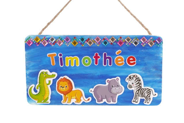 plaque porte chambre enfant - Plaque de porte en bois à décorer - 10doigts.fr