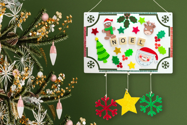 plaques de noel rectangle - Décorations de Noël en bois à décorer - 10doigts.fr