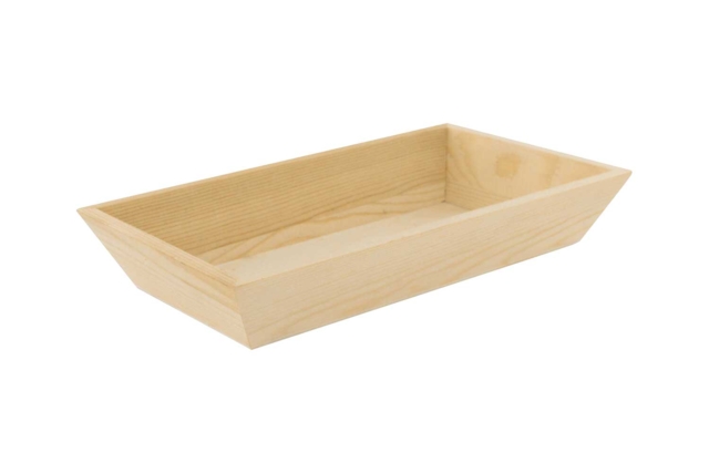 Plateau bords inclinés 22 x 13 x 4  cm - Plateaux en bois à décorer - 10doigts.fr