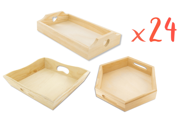 plateau en bois maxi lot - Plateaux en bois à décorer - 10doigts.fr