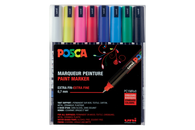 Pochette de 8 marqueurs pointe extra-fine, couleurs assorties - Feutres pointes fines : la précision pour le dessin et l'écriture - 10doigts.fr