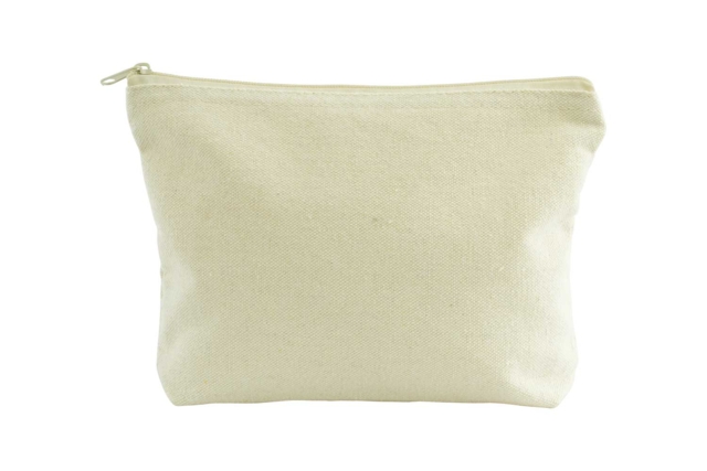 Pochette écru en coton, fermeture zippée  - Coton, lin - Textiles - 10doigts.fr