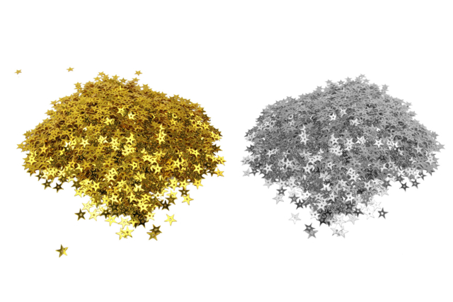 pochettes de sequins étoiles Argent et Or (51600+51601) - Sequins - 10doigts.fr