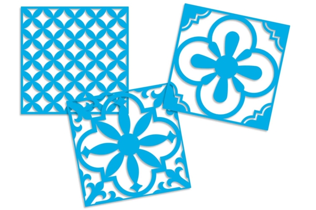 pochoir bleu carrelage - Pochoirs muraux : créez des frises et des décors personnalisés - 10doigts.fr