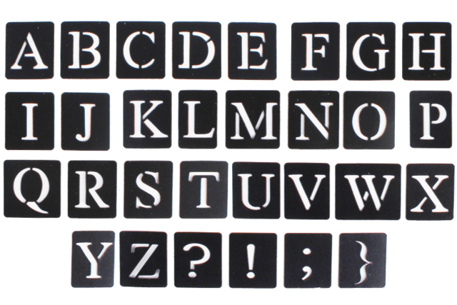Pochoirs adhésifs Alphabet Majuscule - Pochoirs alphabets et chiffres pour personnaliser vos projets créatifs - 10doigts.fr