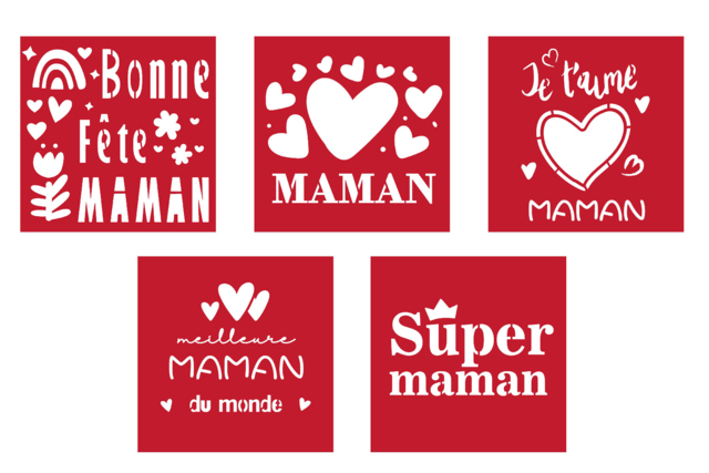 pochoirs maman fête des mères - Pochoirs pour s'initier au dessin et à la peinture - 10doigts.fr