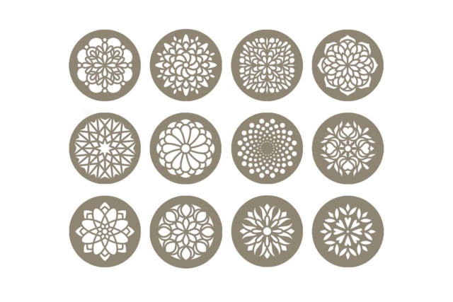 Pochoirs mandalas Ø 7 cm - Pochoirs pour s'initier au dessin et à la peinture - 10doigts.fr