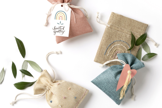 pochon baptême jute - Toile de jute - Textiles - 10doigts.fr
