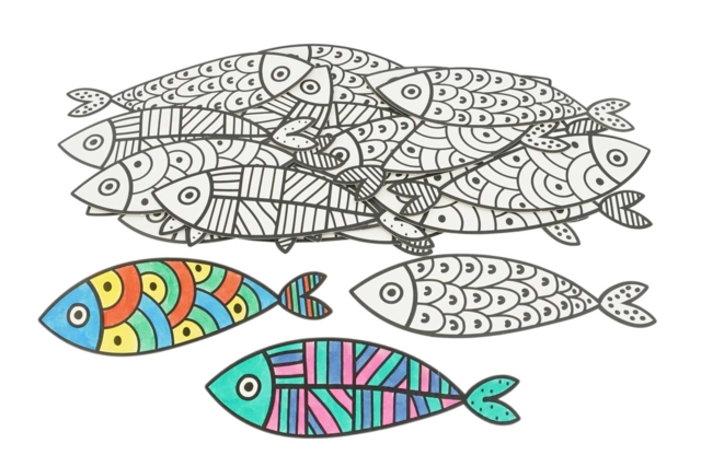 Poissons à colorier - set de 30 poissons - Supports de Pâques à décorer - 10doigts.fr