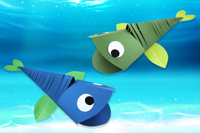 Poissons d'avril articulés - Papiers colorés - 10doigts.fr