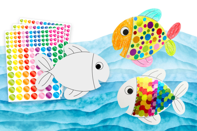 poissons gommettes - Kits créatifs Pâques - 10doigts.fr