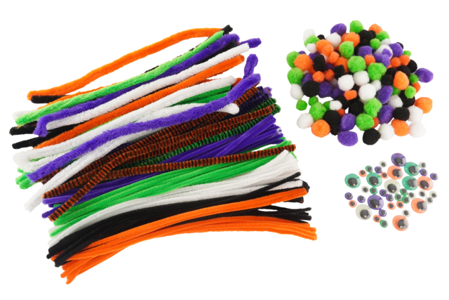 pompons chenilles halloween - Chenilles, cure-pipe - 10doigts.fr