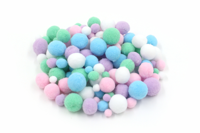 Pompons couleurs pastel - Set de 120 - Pompons pour bricolage créatif - 10doigts.fr