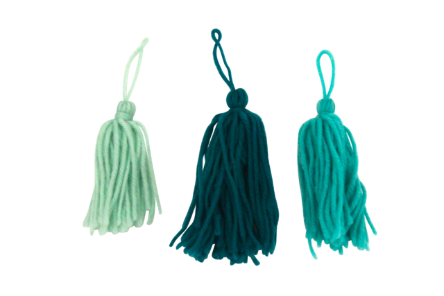 Pompons long en laine camaïeu  - 3 pompons - Pompons pour bricolage créatif - 10doigts.fr