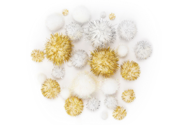 pompons noël or argent blanc - Pompons pour bricolage créatif - 10doigts.fr