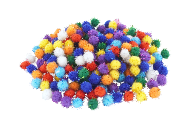 pompons pailletés colorés 1 cm - Pompons pour bricolage créatif - 10doigts.fr