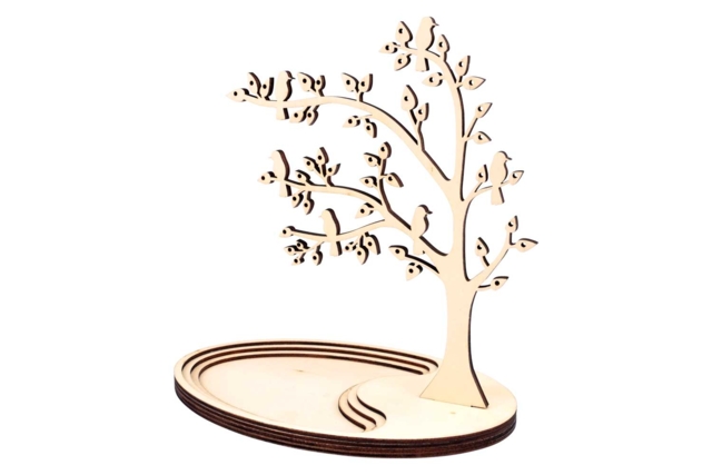 Porte bijoux arbre poétique en bois à monter  - Boîtes et supports à bijoux : l'écrin de vos créations - 10doigts.fr