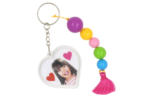 porte clé coeur photo - Plastique Transparent - 10doigts.fr