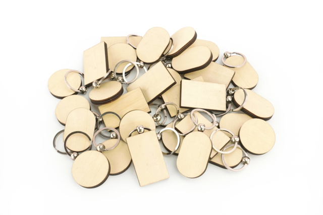Porte-clefs bois formes customiser - Bijoux et porte-clés en bois à décorer - 10doigts.fr