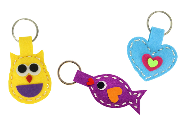 porte clés en feutrine animaux - Kits en feutrine - 10doigts.fr