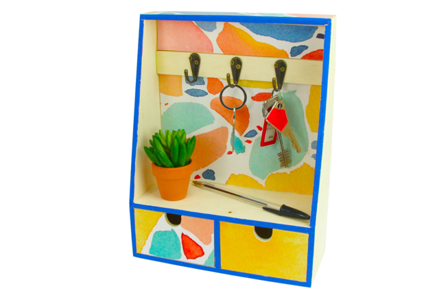 porte clés étagère en bois - Papiers à motifs - 10doigts.fr
