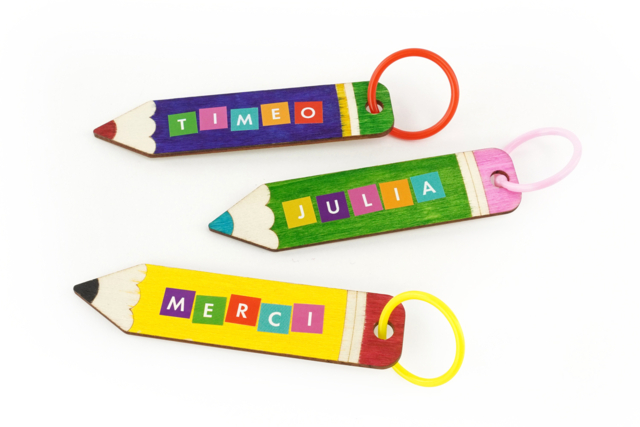 Porte Cles Merci maitresse Crayon - Bijoux et porte-clés en bois à décorer - 10doigts.fr